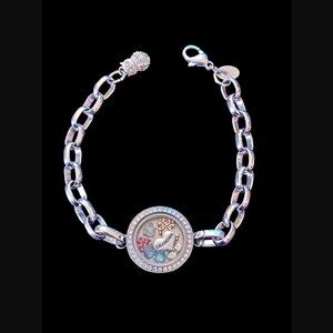 Origami Owl Family In Memory Of Grandma 8.5" Long Charm Bracelet Silver Tone